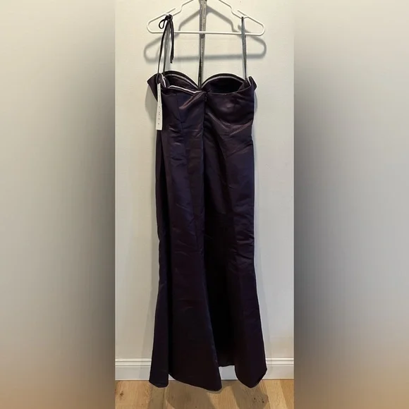 Bill Levkoff Charlotte Euro Satin Sweetheart Trumpet Mermaid Dress Euro Plum - Picture 5 of 8